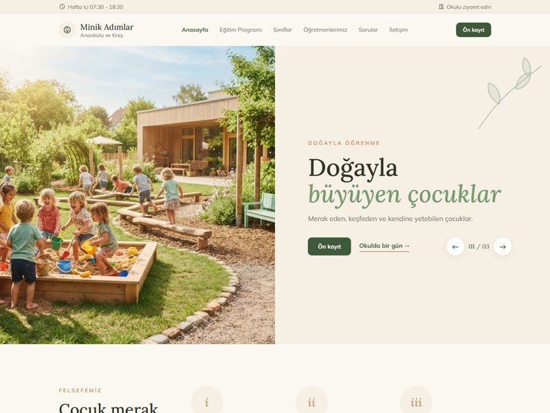 Anaokulu Web Sitesi — Anaokulu ve Kreşler için Hazır Site