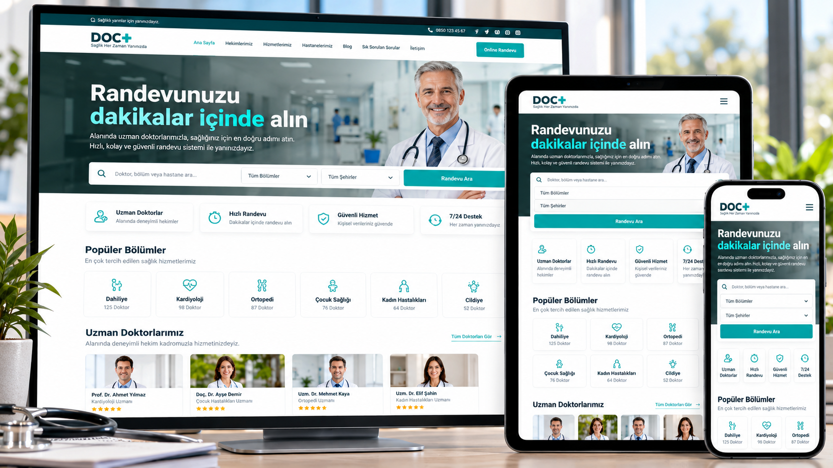 Doktor ve Sağlık Merkezleri için Hazır Web Sitesi