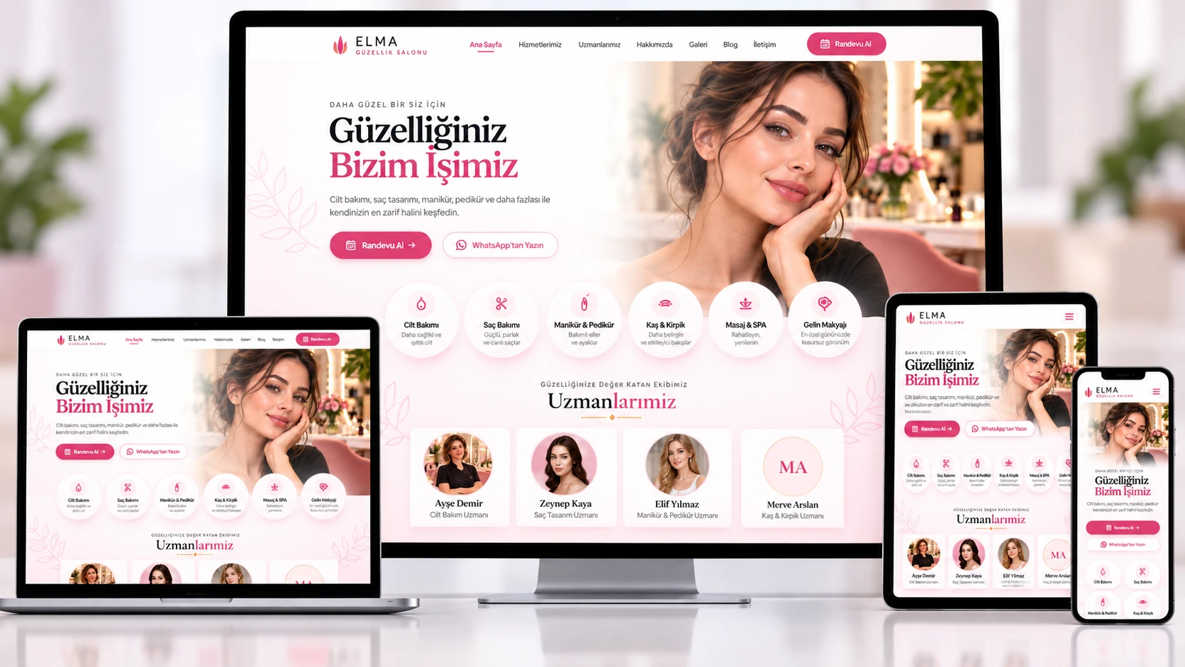 Güzellik Salonu için Hazır Web Sitesi — Online Randevulu