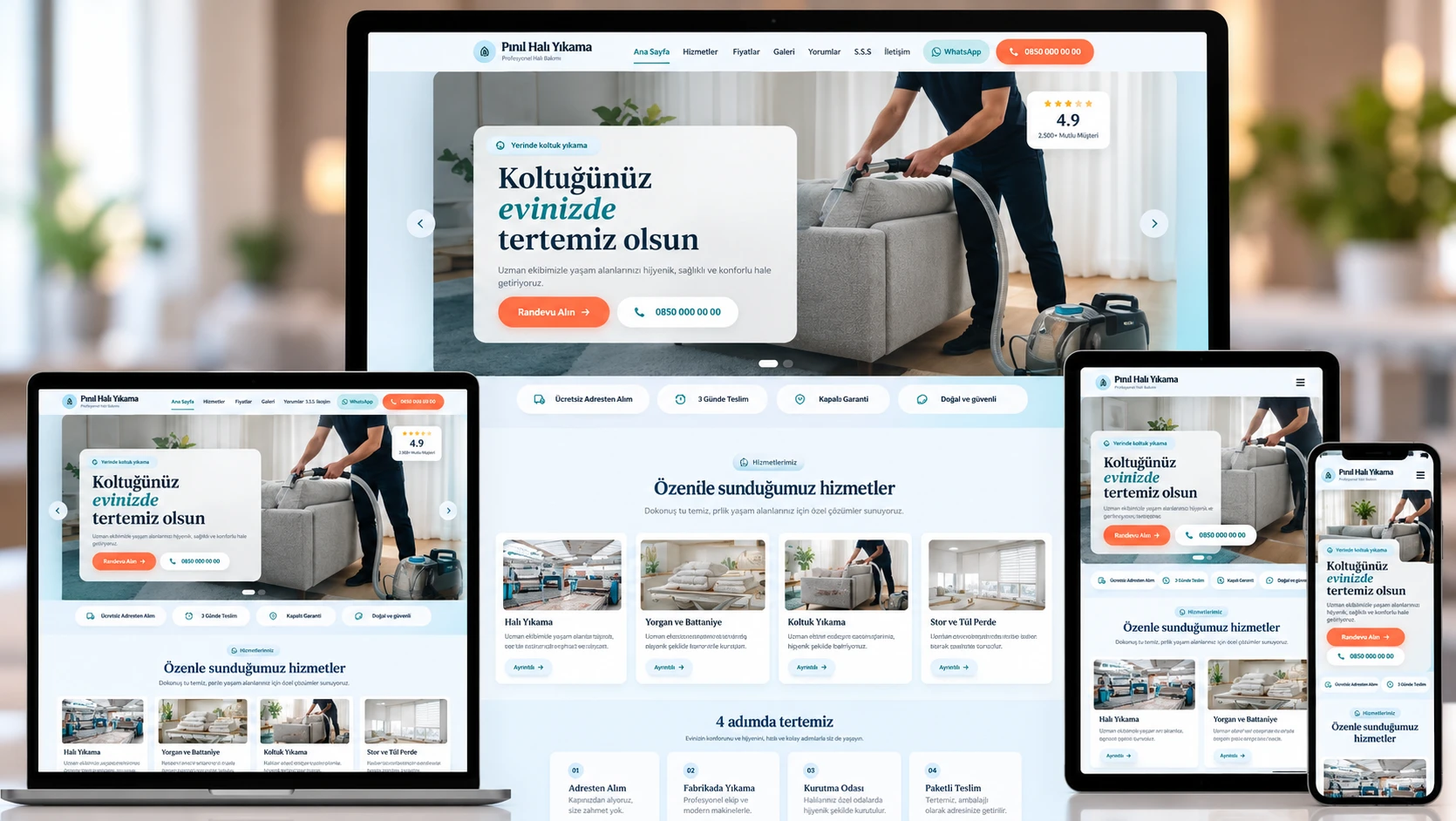 Halı Yıkama Web Sitesi — Halı Yıkama Firmaları için Hazır Site