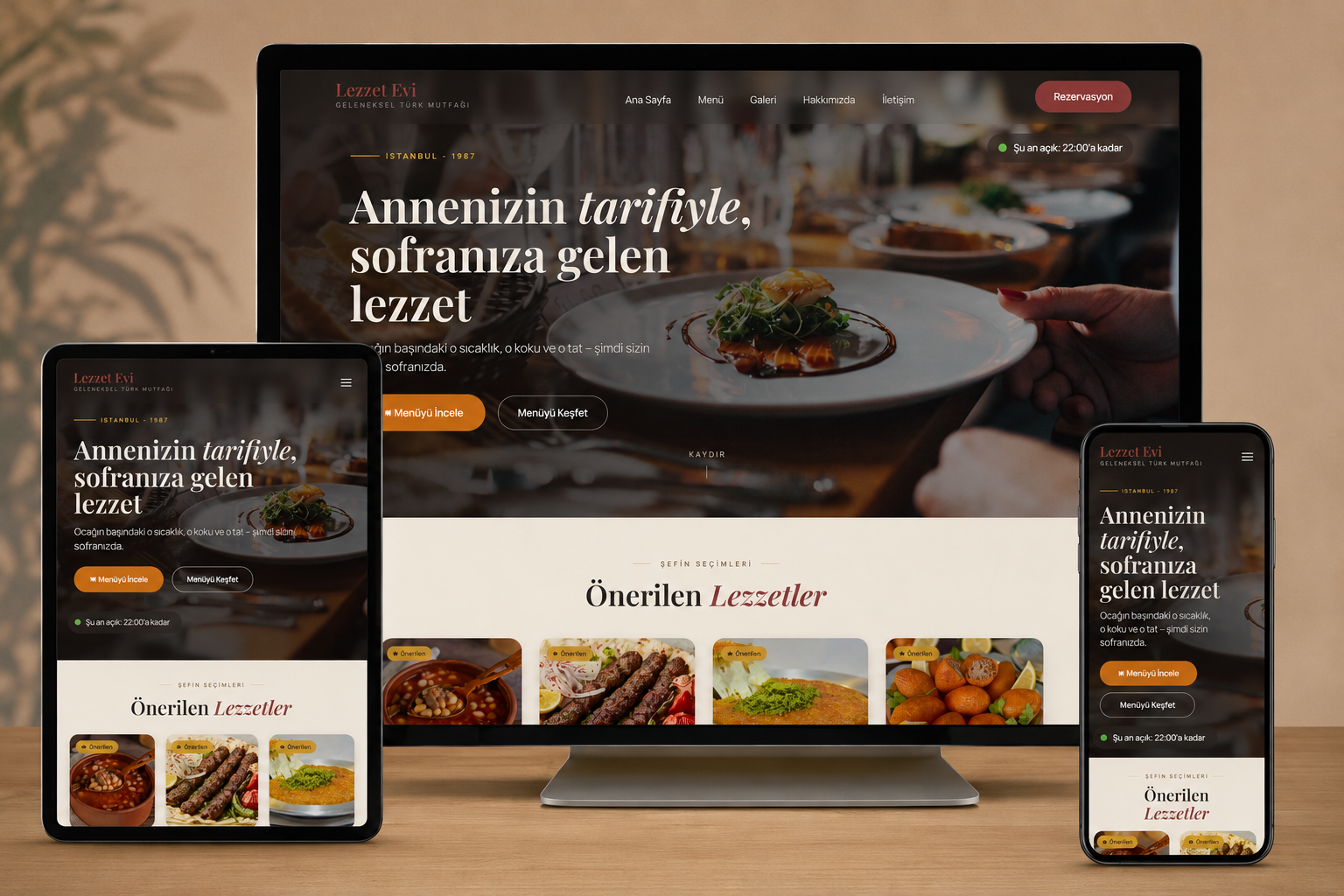 Restoran ve Kafeler için Hazır Web Sitesi