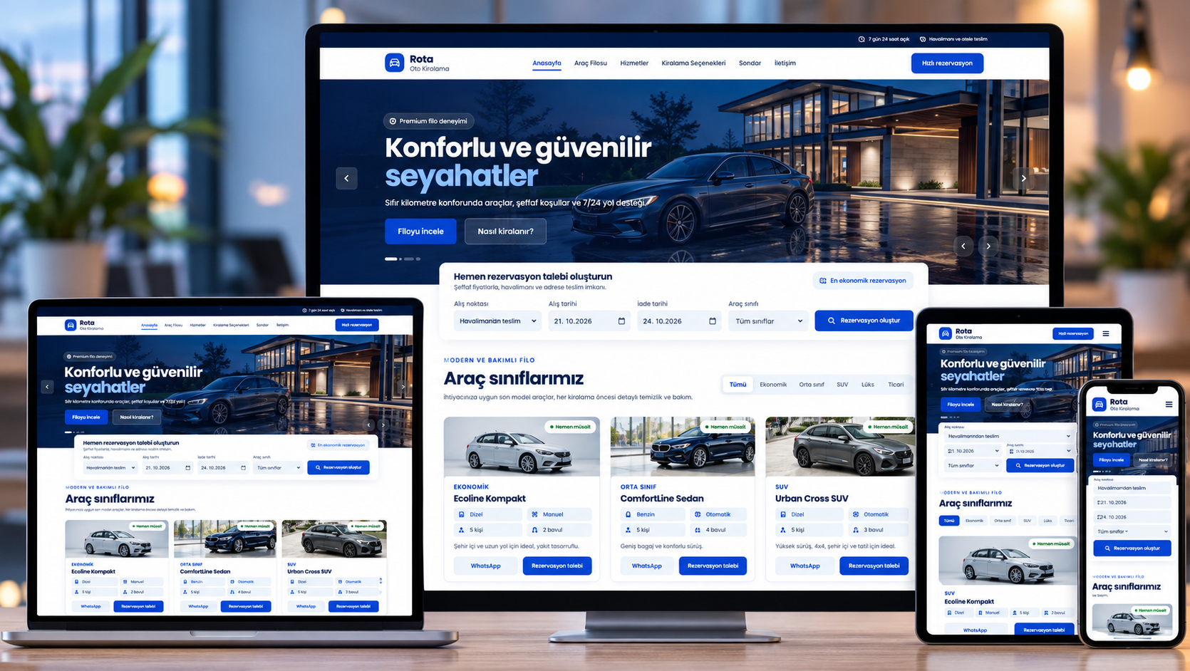 Oto Kiralama Web Sitesi — Araç Kiralama Firmaları için Hazır Site