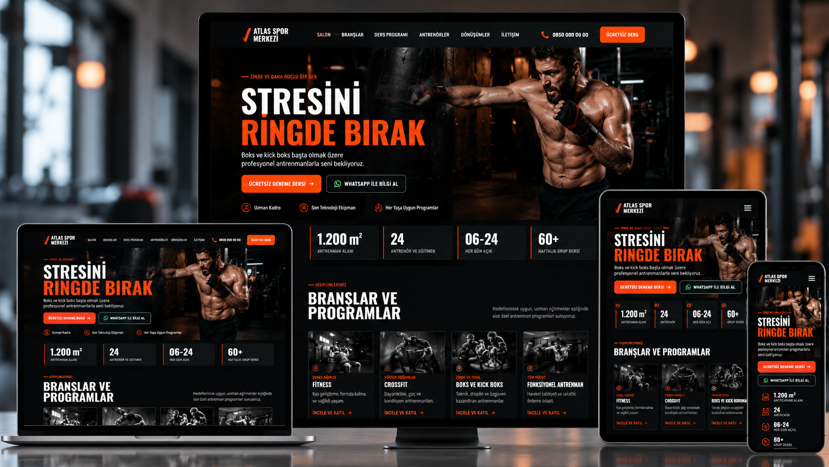 Spor Salonu Web Sitesi — Fitness ve Spor Merkezleri için Hazır Site
