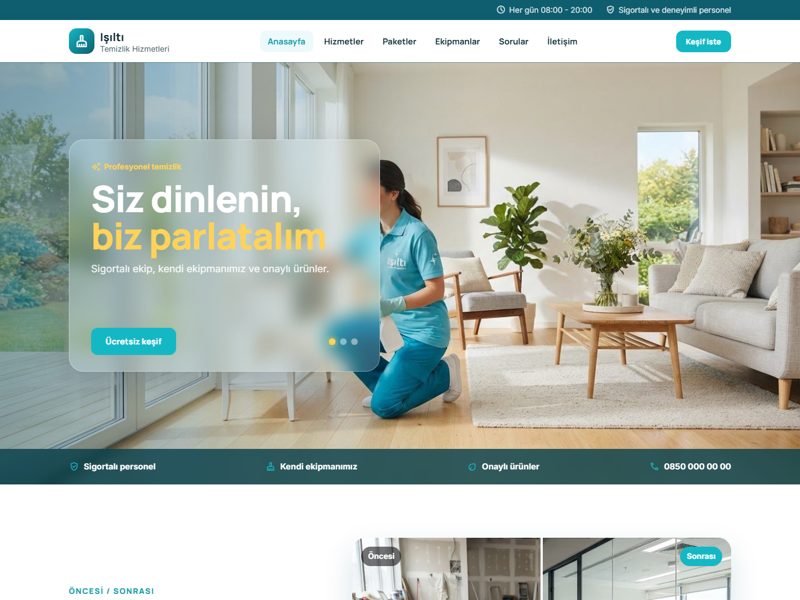 Temizlik Şirketi Web Sitesi — Temizlik Firmaları için Hazır Site