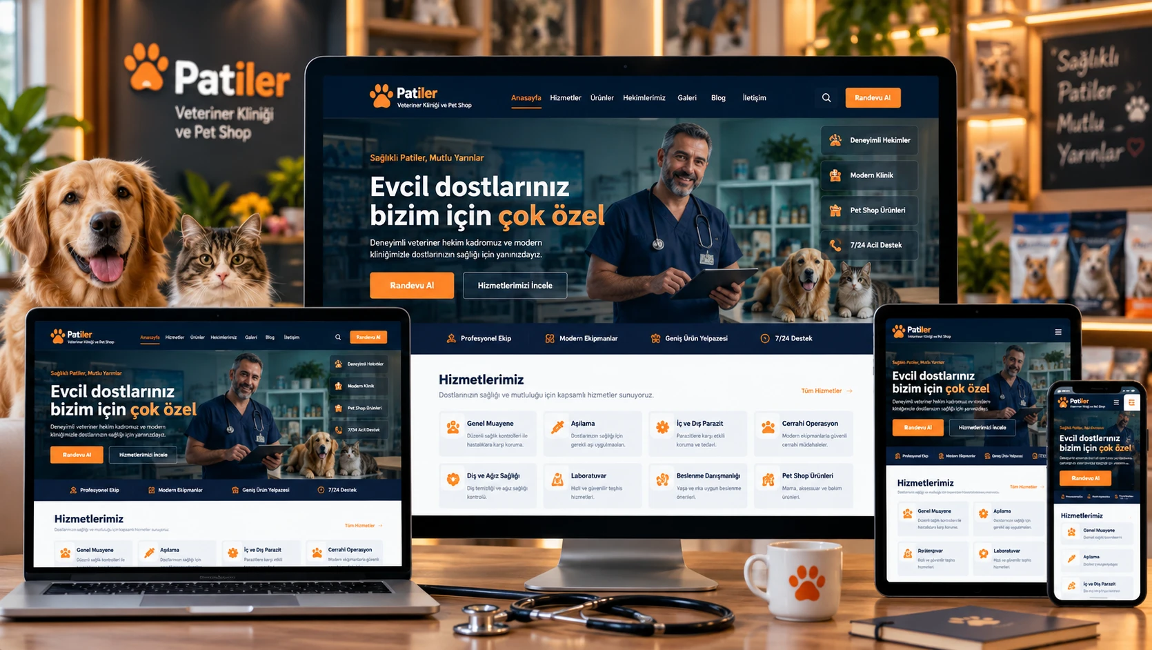 Veteriner Web Sitesi — Veteriner Kliniği ve Pet Shop için Hazır Site
